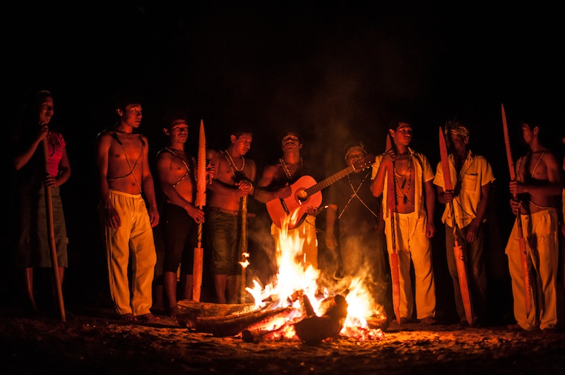 Celebration with Guarani indigenous people