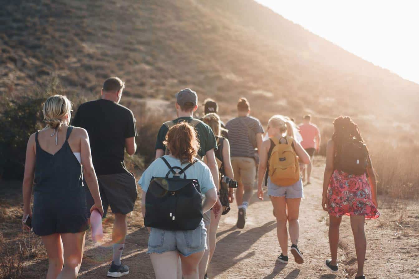 travel group walking