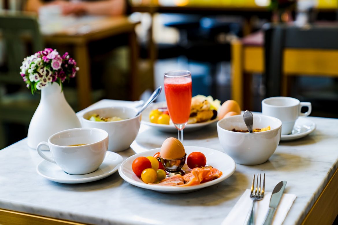 Hotel breakfast table