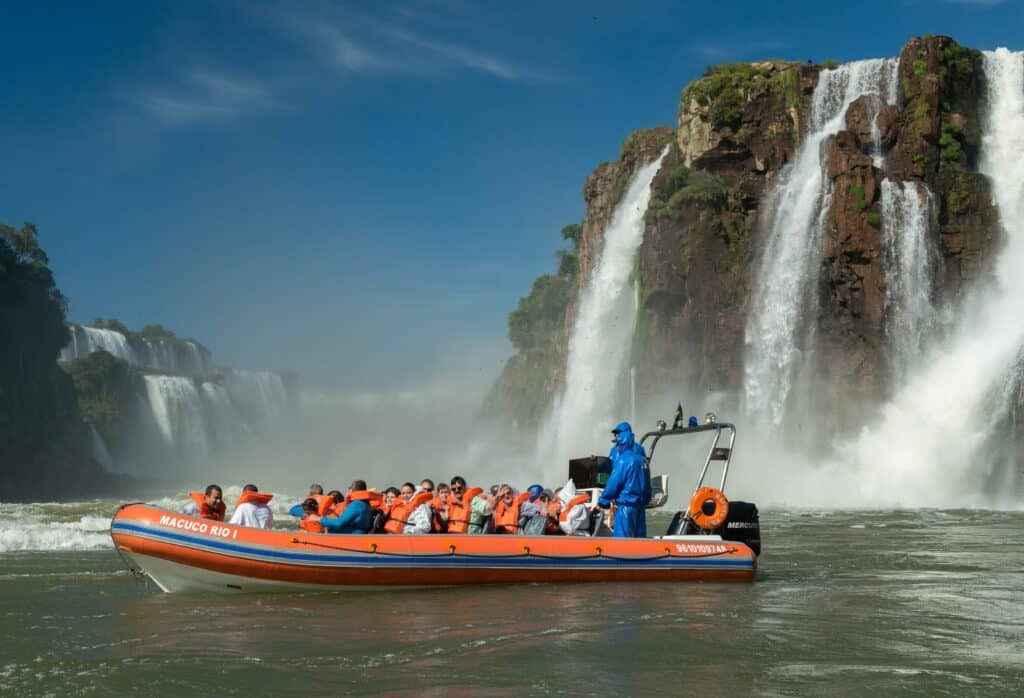 Macuco Safari Boat near the Falls