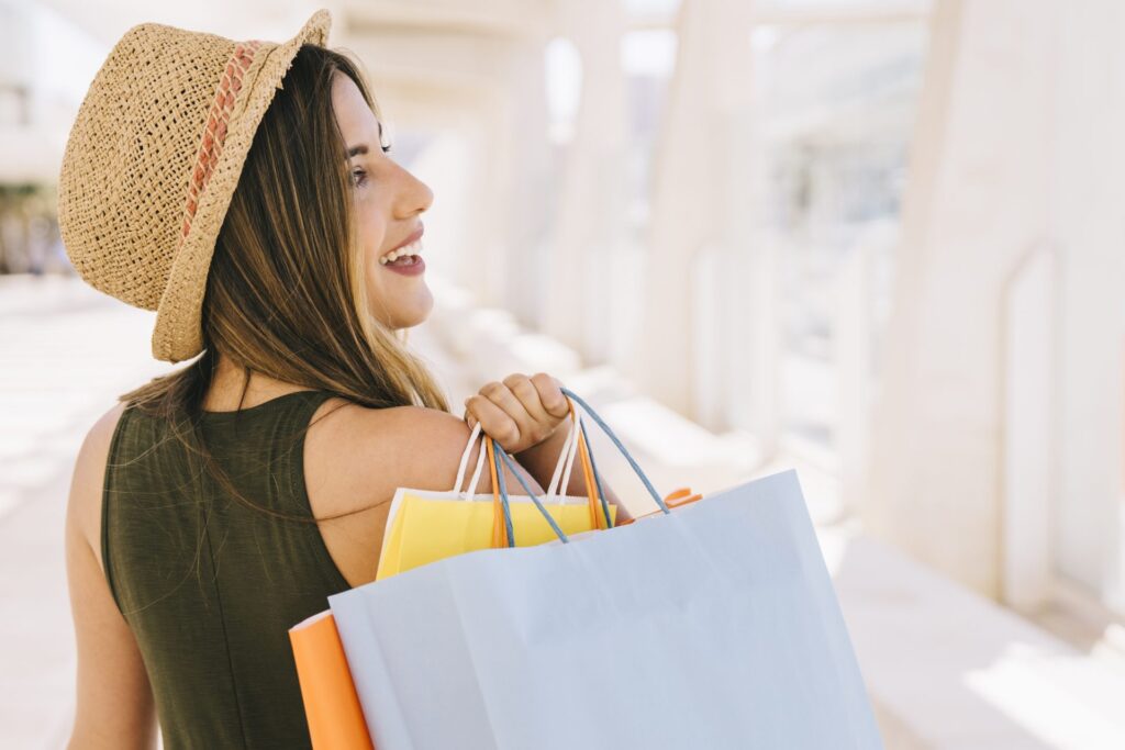 Woman with several shopping bags