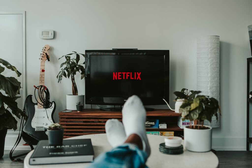 Person watching Netflix in living room