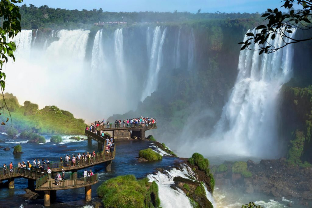 People visiting Iguazu Falls
